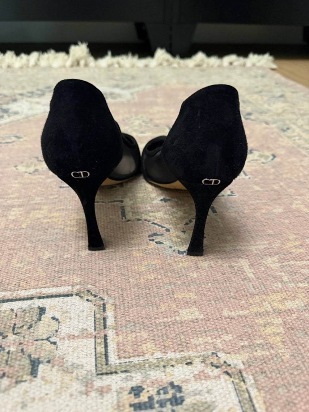 Dior Black Suede & Mesh Pointed Toe Pumps - Picture 3 of 5